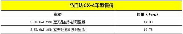 阿特兹/CX-4科技限量版上市 售17.38-21.88万