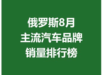 俄罗斯8月主流汽车品牌销量排行榜