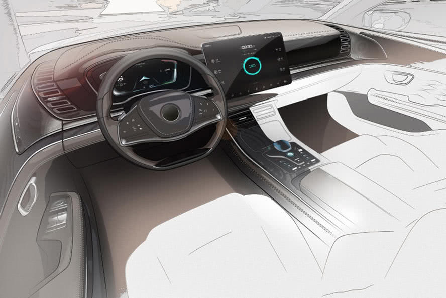 内饰整体上采用了环抱式的风格,大量的弧线替代了唐等车型上的直线为